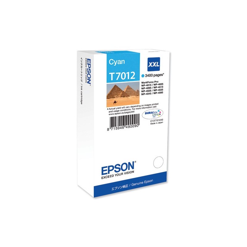 Epson T7012 Cyan Cartucho de Tinta Original - C13T70124010 Epson T7012 Cyan Cartucho de Tinta Original - C13T70124010