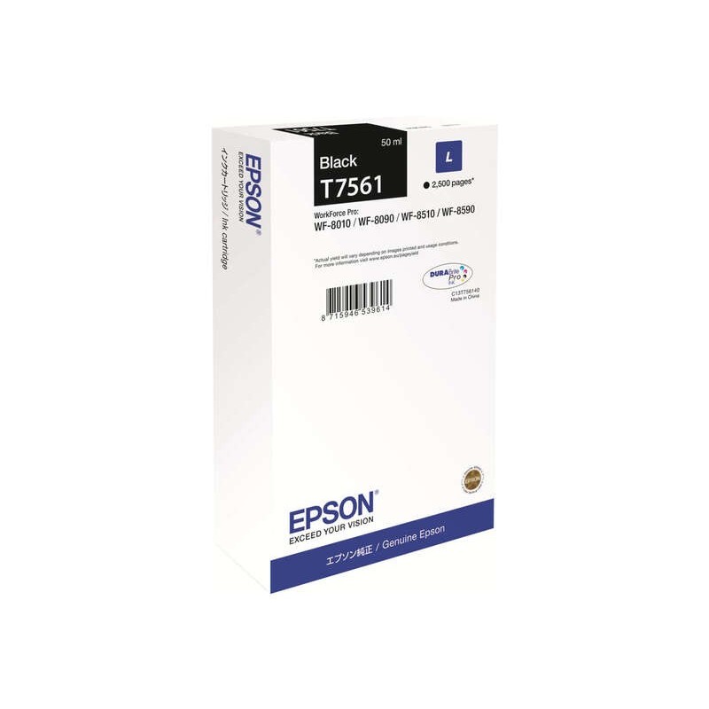 Cartuccia d'inchiostro originale nera Epson T7561 - C13T756140/C13T75614N Cartuccia d'inchiostro originale nera Epson T7561 - C13T756140/C13T75614N