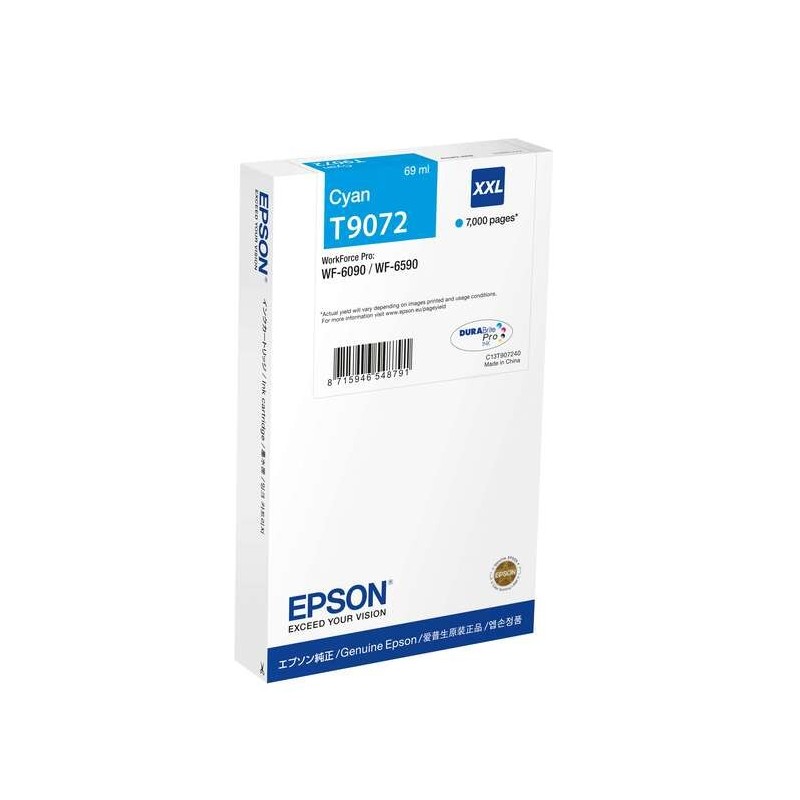 Cartuccia d'inchiostro originale Epson T9072 ciano - C13T907240 Cartuccia d'inchiostro originale Epson T9072 ciano - C13T907240