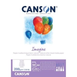 Canson Imagine Blocco incollato da 50 fogli 200gr A4 - Grana Fine - Colore Bianco