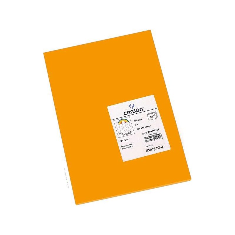 Canson Guarro Confezione da 50 Cartoncini Iris A4 185g - 21x29,7 cm - Colore Mandarino Canson Guarro Confezione da 50 Cartoncini Iris A4 185g - 21x29,7 cm - Colore Mandarino
