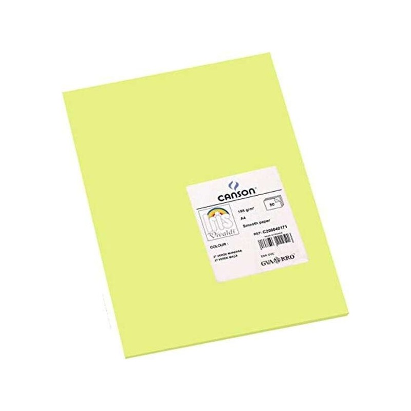 Canson Guarro Pack de 50 Cartulinas Iris A4 de 185g - 21x29.7cm - Color Verde Manzana Canson Guarro Pack de 50 Cartulinas Iris A4 de 185g - 21x29.7cm - Color Verde Manzana