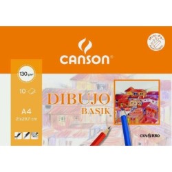 Canson Basik Minipack da 10 fogli da disegno A4 - 21x29 - 130 g - Bianco