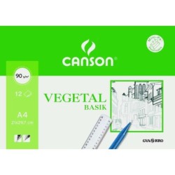 Canson Vegetal Basik Minipack da 12 fogli A4 - 21x29,7 cm - 95 g - Colore trasparente