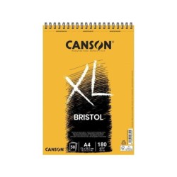 Canson Blocco XL Bristol Extra Liscio A4 da 50 Fogli 180gr - Finitura Satinata - Molto Resistente - Colore Bianco