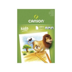 Canson Kids Dibujo Bloc Encolado de 30 Hojas A4 - 21x29.7cm - 90g - Color Blanco