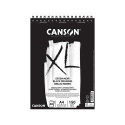 Canson XL Black Bloc de 40 Hojas A4 150g - Grano Fino - Espiral Microperforado - Color Negro