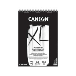 Canson XL Black Bloc de 40 Hojas Negras 150g A3 - Grano Fino - Espiral Microperforado