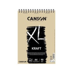 Canson XL Kraft Rayado Bloc de Dibujo con 60 Hojas A4 - Espiral Microperforado - 21x29.7cm - 90g - Color Beige