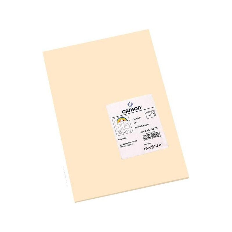 Canson Guarro Confezione da 50 Cartoncini Iris A4 da 185 g - 21x29,7 cm - Colore Guscio d'Uovo Canson Guarro Confezione da 50 Cartoncini Iris A4 da 185 g - 21x29,7 cm - Colore Guscio d'Uovo