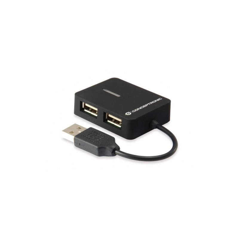 Conceptronic Hub Extensor de Viaje USB 2.0 a 4 Puertos USB 2.0 - 480Mbps - Negro Conceptronic Hub Extensor de Viaje USB 2.0 a 4 Puertos USB 2.0 - 480Mbps - Negro