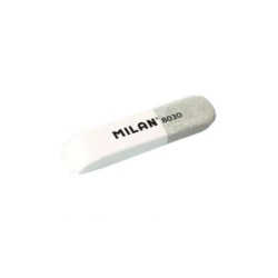 Milan 8030 Goma de Borrar Biselada - Doble Uso - Flexible - Miga de Pan - Caucho - Color Blanco/Gris