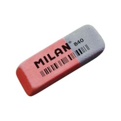 Milan 840 Goma de Borrar Biselada - Doble Uso - Flexible - Miga de Pan - Caucho - Color Rosa/Azul
