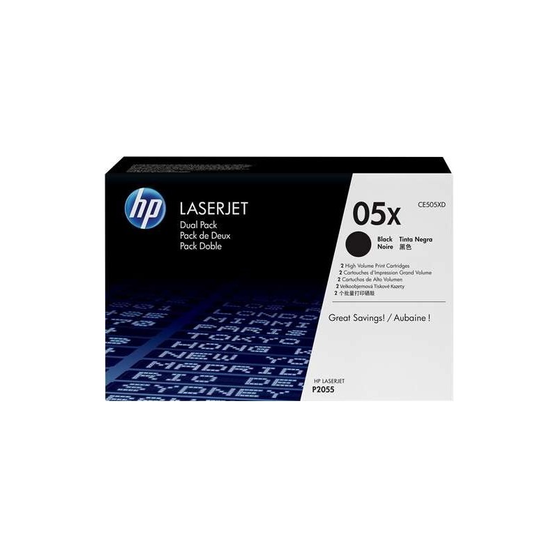 Confezione da 2 cartucce toner originali HP CE505X nero - 05X Confezione da 2 cartucce toner originali HP CE505X nero - 05X