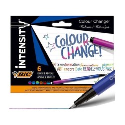 Bic Intensity Colour Change Pack de 6 Rotuladores - TecnologIa de Cambio de Color - Punta Fina de 0.4mm - Colores Surtidos