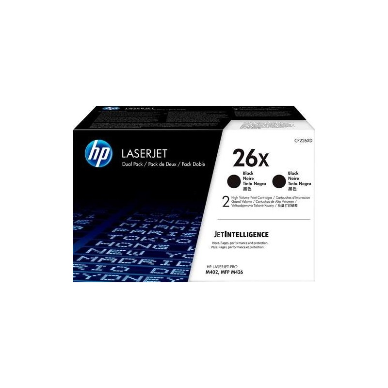 Confezione da 2 cartucce toner originali HP CF226X nero - 26X Confezione da 2 cartucce toner originali HP CF226X nero - 26X
