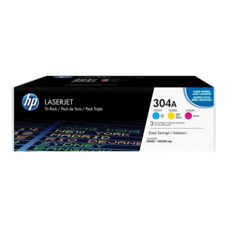 Confezione da 3 cartucce toner originali HP CC531A/CC532A/CC533A - 304A