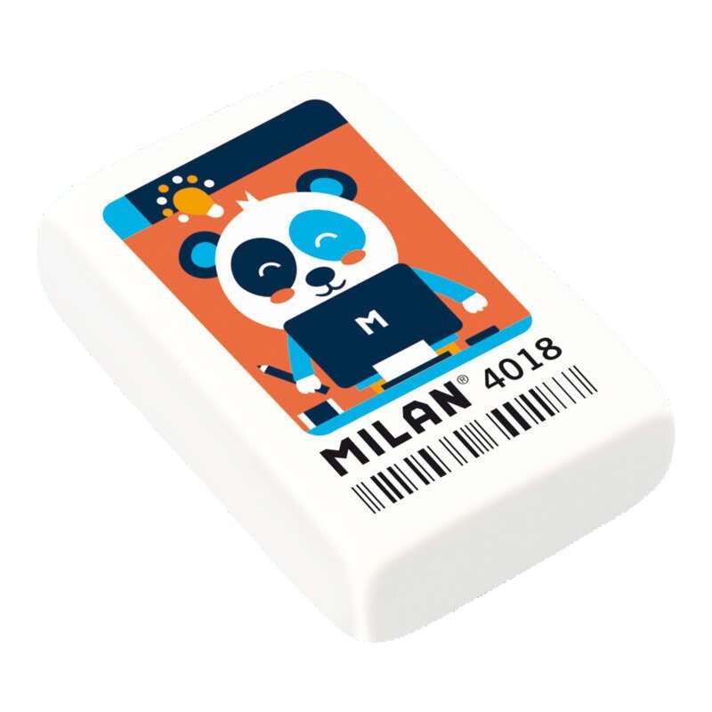 Milan 4018 Goma de Borrar Rectangular - Miga de Pan - Caucho Sintetico - Color Blanco - Dibujos Surtidos Milan 4018 Goma de Borrar Rectangular - Miga de Pan - Caucho Sintetico - Color Blanco - Dibujos Surtidos