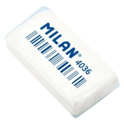 Gomma rettangolare Milan 4036 - Briciola di pane - Gomma sintetica - Confezionata singolarmente - Bianca 36pz 36pz
