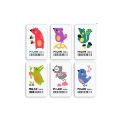 Milan 436A Gomma Flessibile Rettangolare - Pangrattato - Gomma Sintetica - Disegni per Bambini - Disegni Assortiti 36pz 36pz
