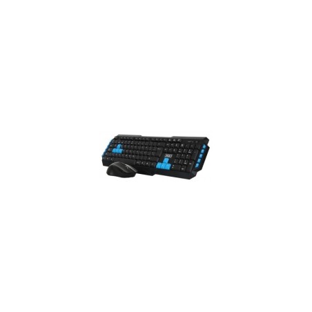 3Go Drile Pack Tastiera multimediale USB wireless + mouse 1000 dpi 3 pulsanti - Uso ambidestro - Colore nero