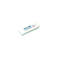 Milan Nata 612 Goma de Borrar Biselada - Plastico - Suave - No Abrasiva - Color Blanco