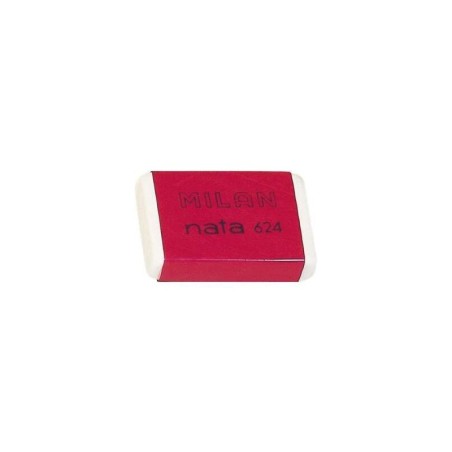 Milan Nata 624 Goma de Borrar Rectangular - Plastico - Suave - No Abrasiva - Color Blanco
