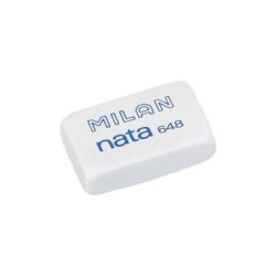 Milan Nata 648 Goma de Borrar Rectangular Pequeña - Plastico - No Daña el Papel - Color Blanco
