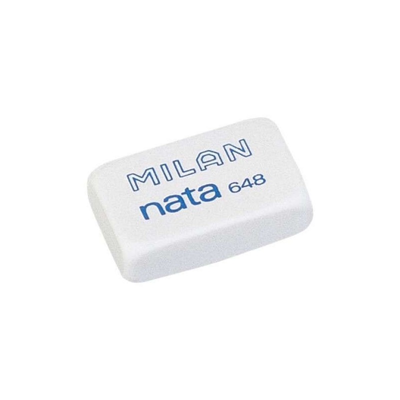 Milan Nata 648 Goma de Borrar Rectangular Pequeña - Plastico - No Daña el Papel - Color Blanco Milan Nata 648 Goma de Borrar Rectangular Pequeña - Plastico - No Daña el Papel - Color Blanco
