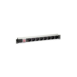 Multipresa Cromad 8 Shucko per montaggio in rack 19" 1U - Interruttore On/Off - Custodia in alluminio - Cavo da 1,80 m