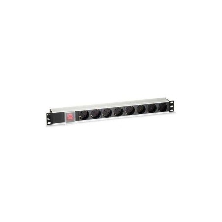 Cromad Regleta 8 Shuckos para Montaje en Rack 19" 1U - Interruptor On/Off - Carcasa de Aluminio - Cable de 1.80m