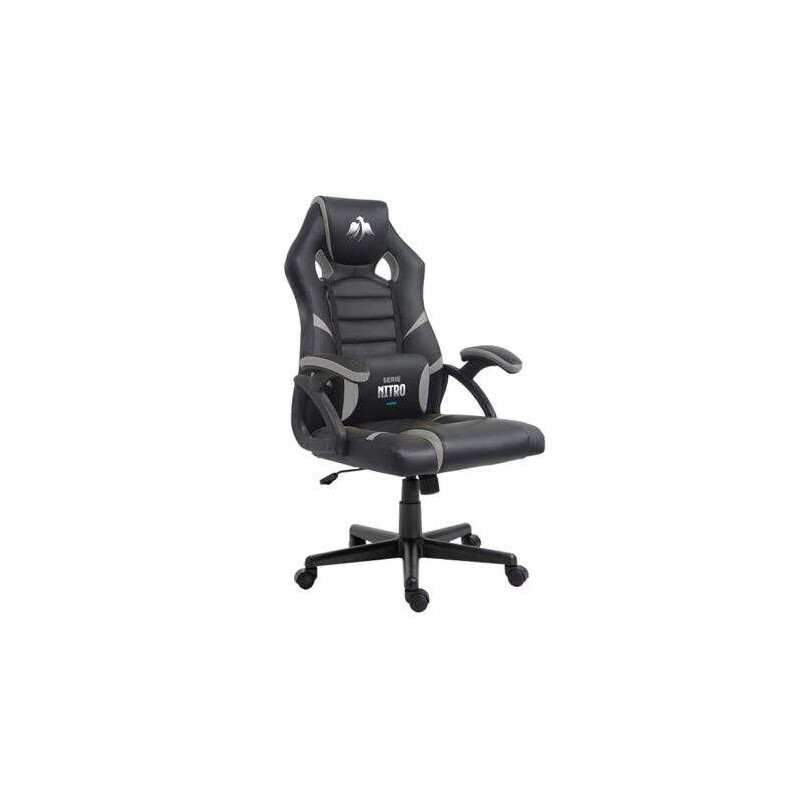 Sedia da gaming serie Cromad Nitro - Altezza regolabile con pistone a gas di classe 2 - Cuscino lombare - Colore nero/grigio Sedia da gaming serie Cromad Nitro - Altezza regolabile con pistone a gas di classe 2 - Cuscino lombare - Colore nero/grigio