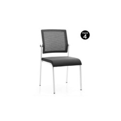 Cromad Design Pack de 4 Sillas - Asiento de Espuma - Respaldo de Malla - Ideal para uso Comercial - Apilables - Color Negro
