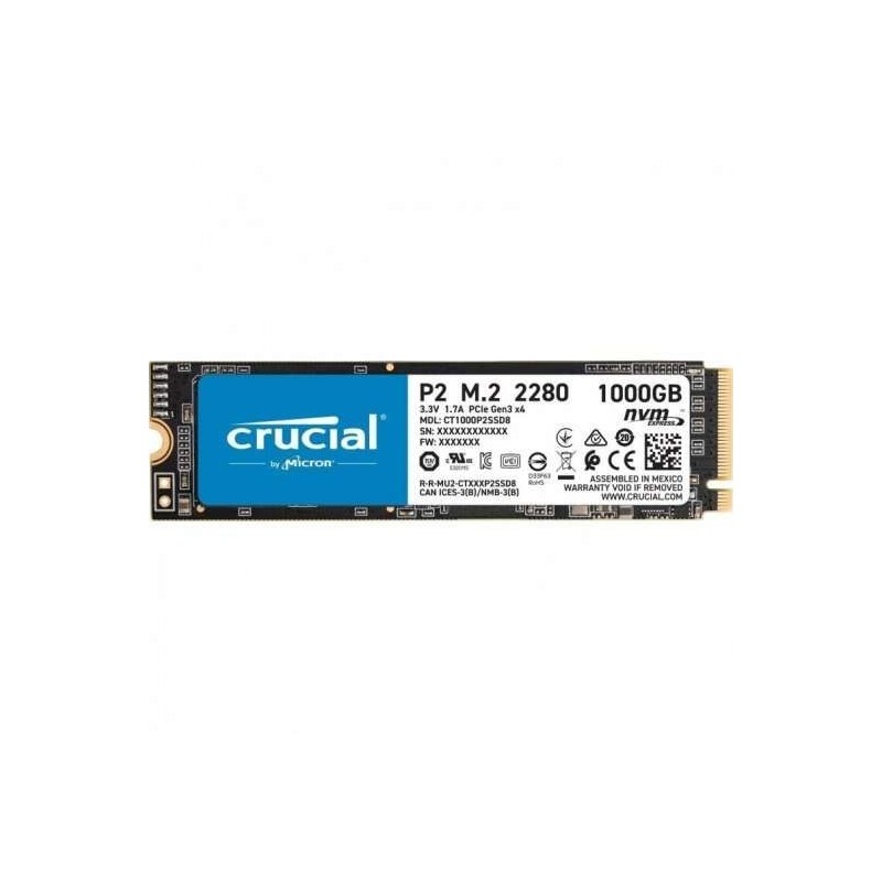 Disco rigido solido Crucial P2 SSD M2 1TB 3D NAND NVMe PCIe Disco rigido solido Crucial P2 SSD M2 1TB 3D NAND NVMe PCIe