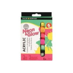 Daler Rowney Simply Confezione da 6 colori acrilici da 12 ml - Colori neon assortiti