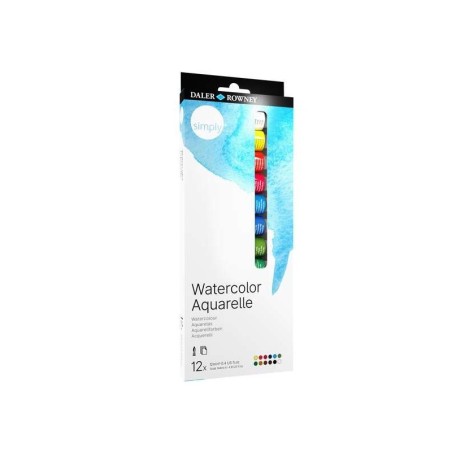 Daler Rowney Simply Pack de 12 Acuarelas 12ml - Se Humedecen Facilmente - Colores Surtidos