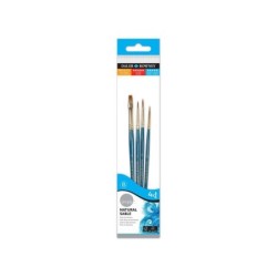 Daler Rowney Simply Confezione da 4 pennelli di zibellino - Design ergonomico - Colore blu