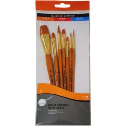 Daler Rowney Simply Confezione da 7 pennelli sintetici - Design ergonomico - Taklon Gold - Colore arancione