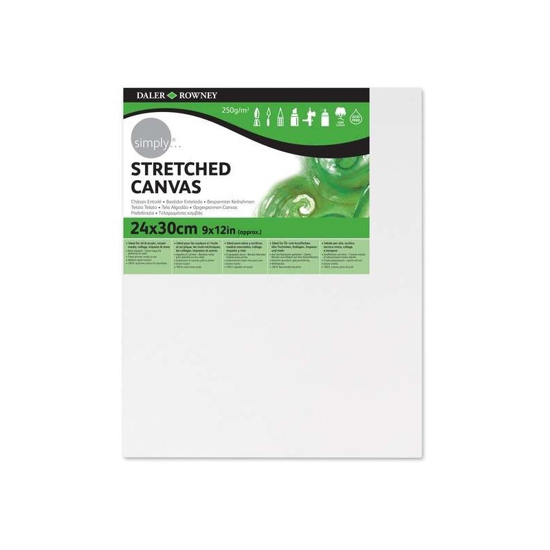 Daler Rowney Simply Canvas Frame 24x30 cm - Triple Primer - Grana media - 100% cotone privo di acidi - 250 g Daler Rowney Simply Canvas Frame 24x30 cm - Triple Primer - Grana media - 100% cotone privo di acidi - 250 g