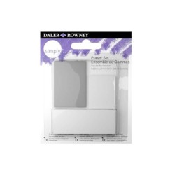 Daler Rowney Simply Pack de 3 Gomas de Borrar para Dibujo - Estandar, Miga de Pan y Goma Plastica