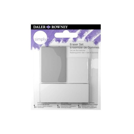 Daler Rowney Simply Confezione da 3 gomme da disegno: standard, pangrattato e gomma in plastica
