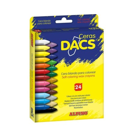 Alpino Dacs Confezione da 24 Cere Colorate - Texture Cremosa - Miscibile - Vernice Morbida e Coprente - Colori Assortiti