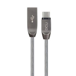 Cavo USB Tipo C a USB DCU Tecnologic Pure Metal - Connettore reversibile - Ricarica rapida 2,1 A - 1 m - Colore metallo