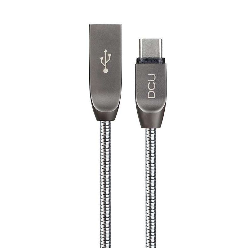 Cavo USB Tipo C a USB DCU Tecnologic Pure Metal - Connettore reversibile - Ricarica rapida 2,1 A - 1 m - Colore metallo Cavo USB Tipo C a USB DCU Tecnologic Pure Metal - Connettore reversibile - Ricarica rapida 2,1 A - 1 m - Colore metallo