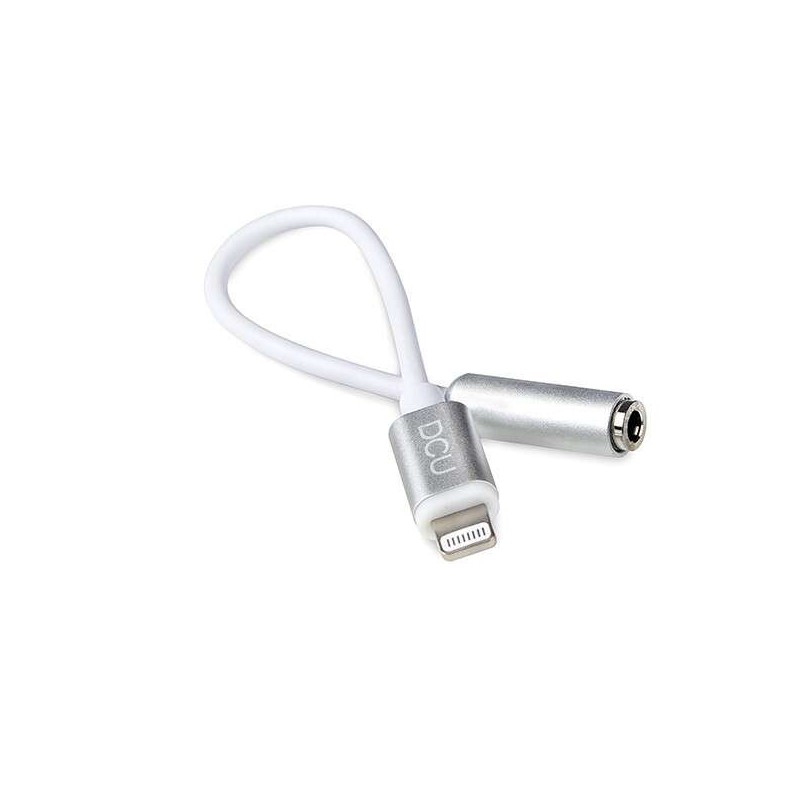 Adattatore DCU Tecnologic da Lightning a jack da 3,5 mm - 15 cm - Colore bianco Adattatore DCU Tecnologic da Lightning a jack da 3,5 mm - 15 cm - Colore bianco