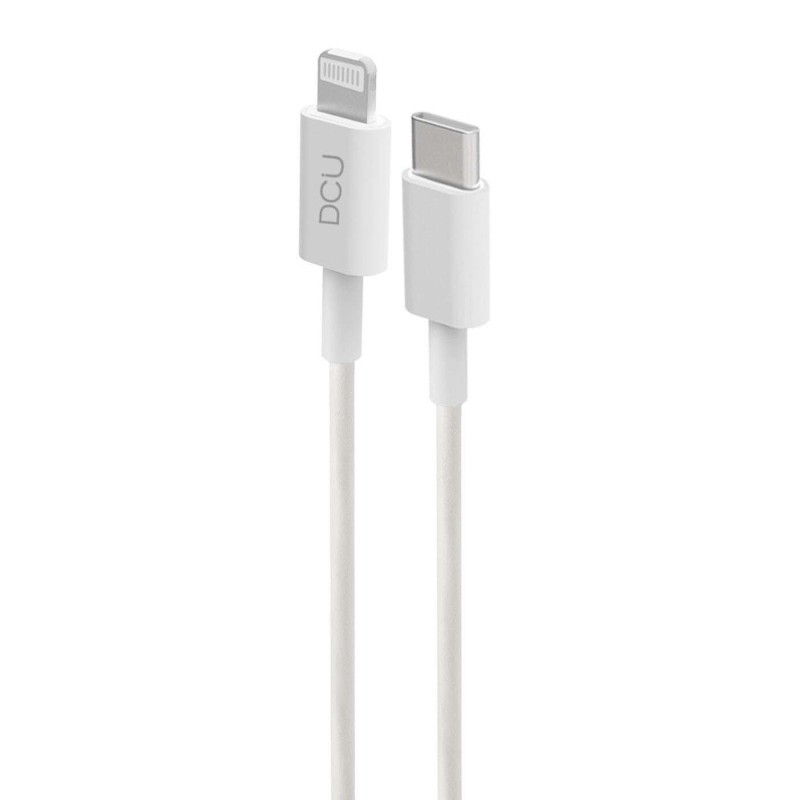 Cavo USB Tipo C a Lightning DCU Tecnologic - 1 m - Connettori durevoli - Colore bianco Cavo USB Tipo C a Lightning DCU Tecnologic - 1 m - Connettori durevoli - Colore bianco