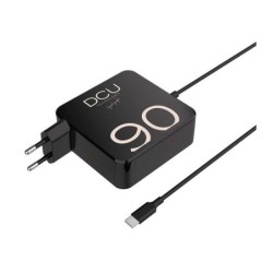 Caricabatterie USB-C DCU Tecnologic 90W - Ricarica rapida ed efficiente - Ingresso universale e cavo lungo - Colore nero