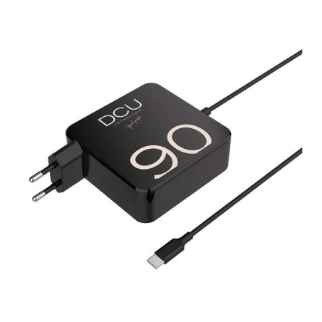 Caricabatterie USB-C DCU Tecnologic 90W - Ricarica rapida ed efficiente - Ingresso universale e cavo lungo - Colore nero