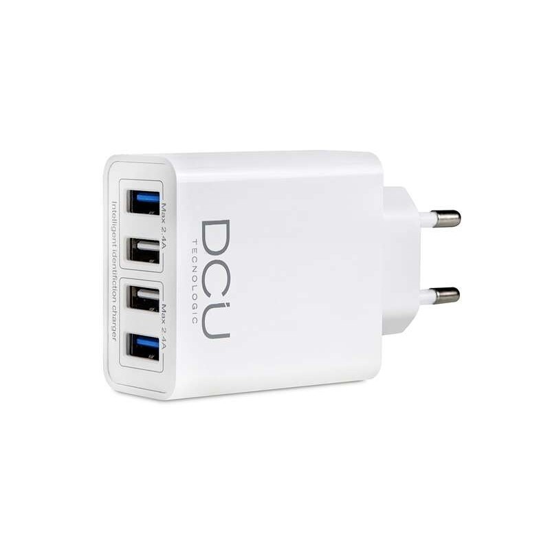 DCU Tecnologic Smart Charger 4 Porte USB - Ricarica Veloce fino a 4 Dispositivi Contemporaneamente - Colore Bianco DCU Tecnologic Smart Charger 4 Porte USB - Ricarica Veloce fino a 4 Dispositivi Contemporaneamente - Colore Bianco
