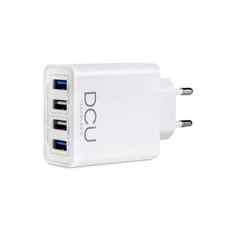 DCU Tecnologic Smart Charger 4 Porte USB - Ricarica Veloce fino a 4 Dispositivi Contemporaneamente - Colore Bianco